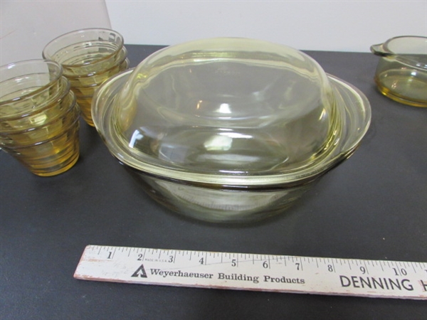 VINTAGE YELLOW MEXICAN GLASS DISHWARE