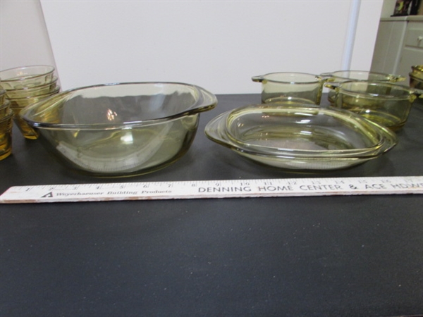 VINTAGE YELLOW MEXICAN GLASS DISHWARE