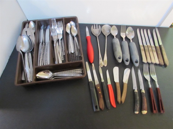 VINTAGE MIRACLE MAID STAINLESS FLATWARE & MISC PATTERNED EXTRAS