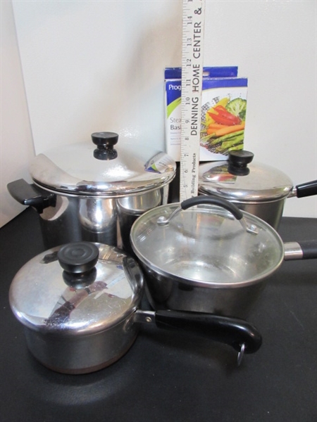 REVERWARE POTS & PANS & STEAMER BASKET