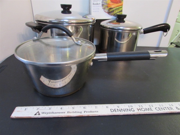 REVERWARE POTS & PANS & STEAMER BASKET