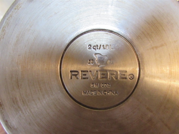 REVERWARE POTS & PANS & STEAMER BASKET