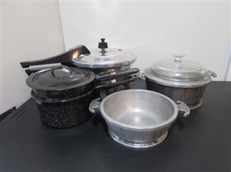 PRESSURE COOKER, DOUBLE BOILER & SAVEMASTER ALUMINUM COOKWARE