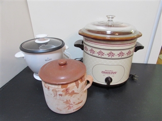 TERRA COTTA CROCK, RIVAL CROCK POT & RICE COOKER