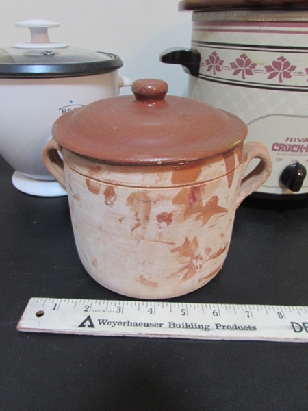 TERRA COTTA CROCK, RIVAL CROCK POT & RICE COOKER