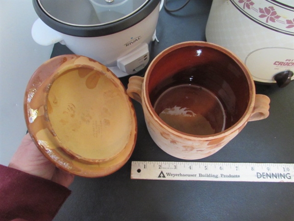 TERRA COTTA CROCK, RIVAL CROCK POT & RICE COOKER