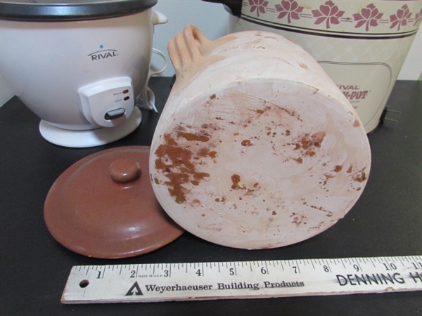 TERRA COTTA CROCK, RIVAL CROCK POT & RICE COOKER
