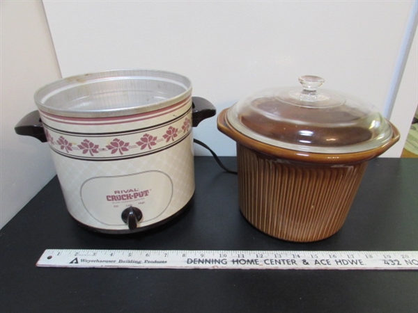 TERRA COTTA CROCK, RIVAL CROCK POT & RICE COOKER