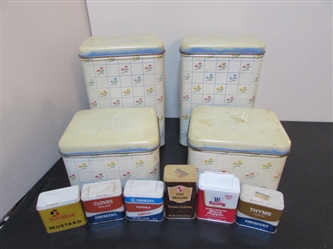 VINTAGE TIN CANISTERS & SPICES