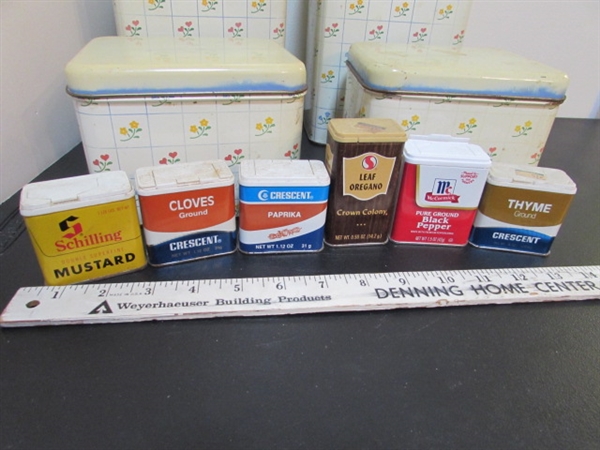 VINTAGE TIN CANISTERS & SPICES