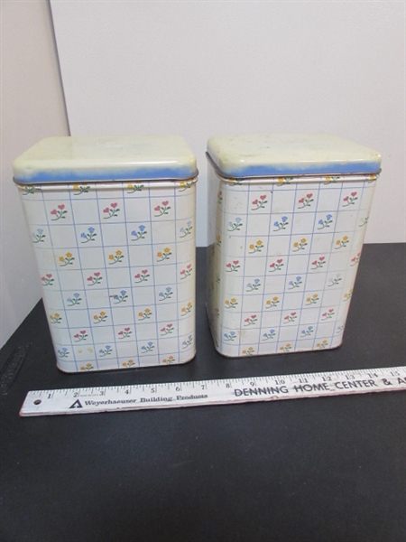 VINTAGE TIN CANISTERS & SPICES
