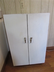 WOODEN CABINET ON WHEELS