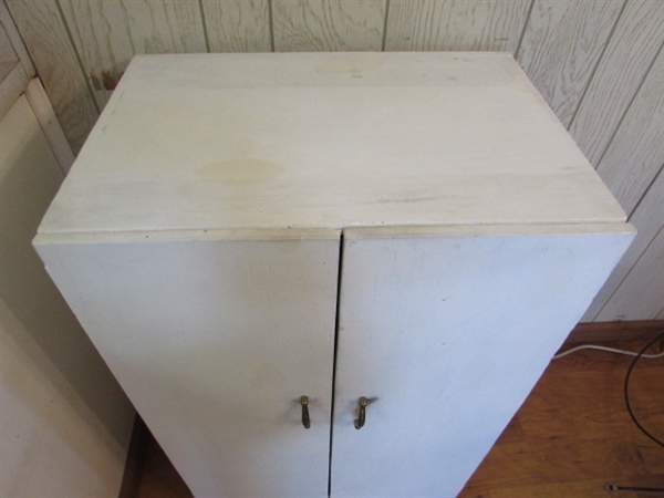 WOODEN CABINET ON WHEELS