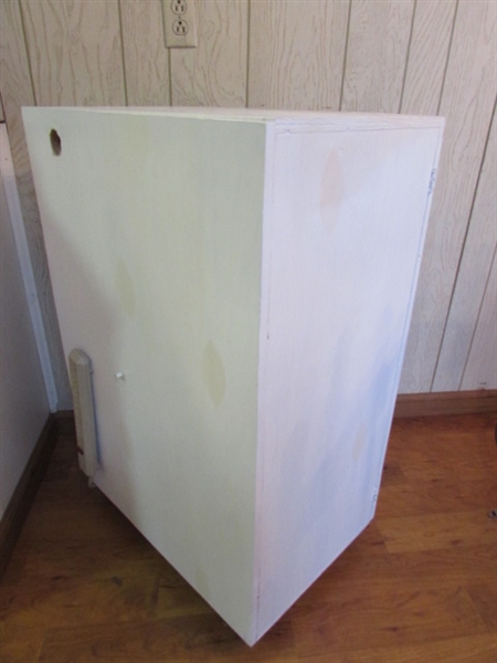 WOODEN CABINET ON WHEELS