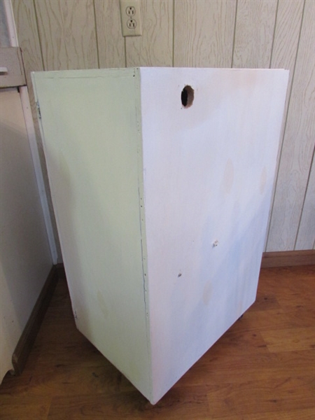 WOODEN CABINET ON WHEELS