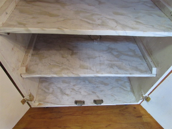 WOODEN CABINET ON WHEELS