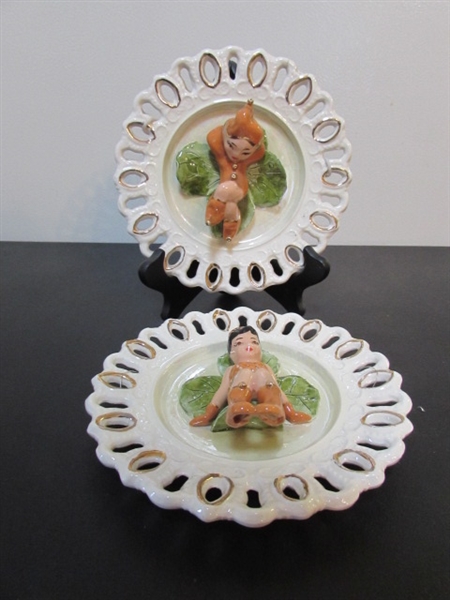 VINTAGE 3 DIMENSIONAL PIXIE PLATES