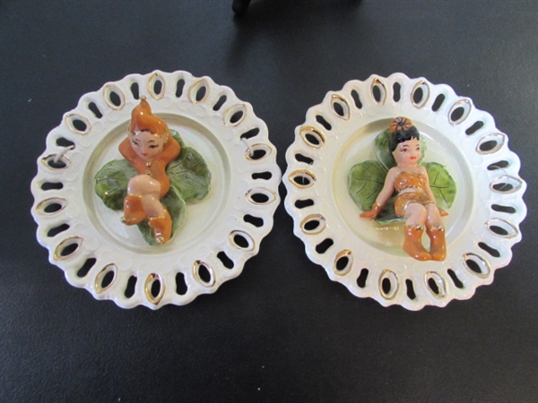 VINTAGE 3 DIMENSIONAL PIXIE PLATES