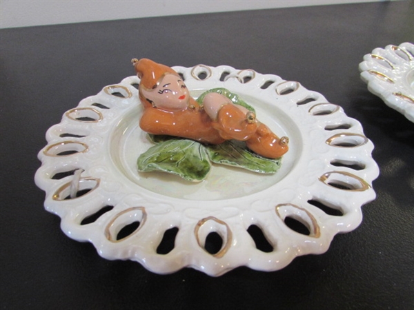 VINTAGE 3 DIMENSIONAL PIXIE PLATES