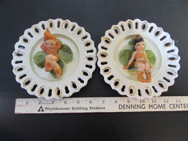 VINTAGE 3 DIMENSIONAL PIXIE PLATES