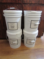 3 5-GALLON BUCKETS OF PINTO BEANS & 1 OF RICE