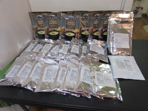 MRE MEALS - 40 PACKAGES OF SOUP - POTATO & CHICKEN NOODLE
