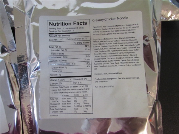 MRE MEALS - 40 PACKAGES OF SOUP - POTATO & CHICKEN NOODLE