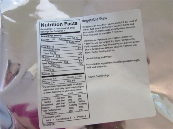 41 MRE MEALS - CHEESY MAC, CREAMY VEGETABLE & MOE