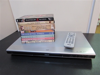 RCA DVD/CD PLAYER WITH REMOTE & DVD MOVIES