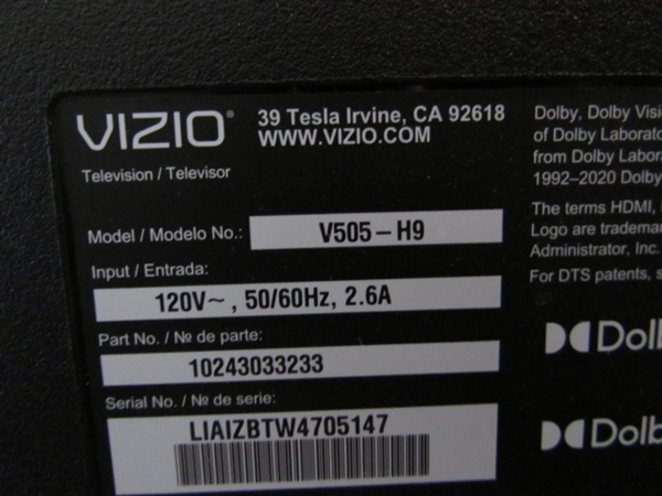 50 VIZIO FLAT SCREEN TV WITH STAND