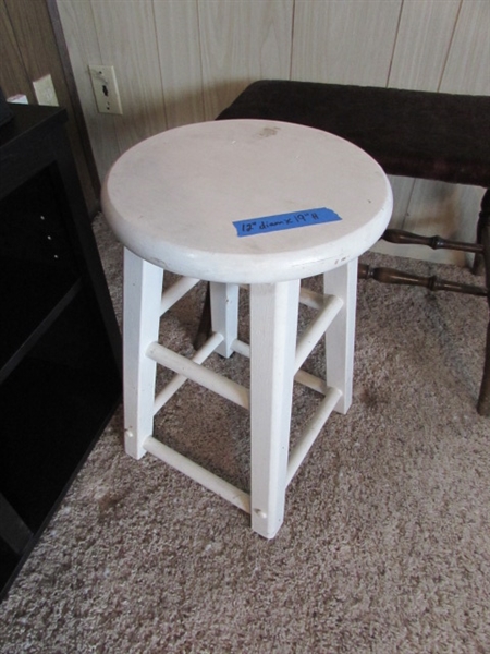 ASSORTED STOOLS & A STEP LADDER