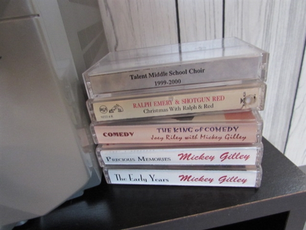 RCA STEREO SYSTEM W 5-DISC CD CHANGER WITH REMOTE, STAND & CASSETTES