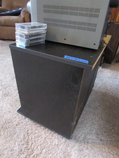 RCA STEREO SYSTEM W 5-DISC CD CHANGER WITH REMOTE, STAND & CASSETTES