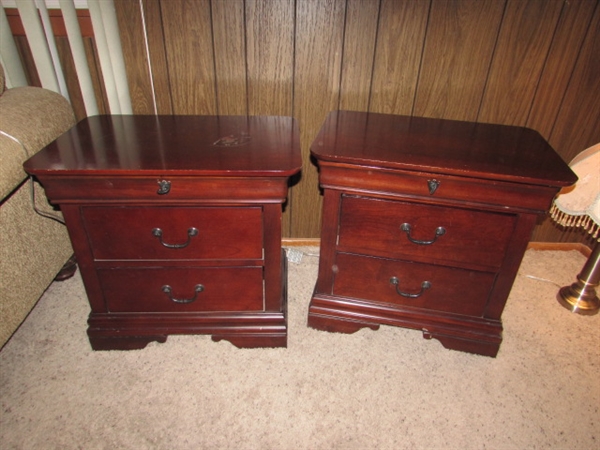PAIR OF 3-DRAWER BROYHILL SIDE TABLES