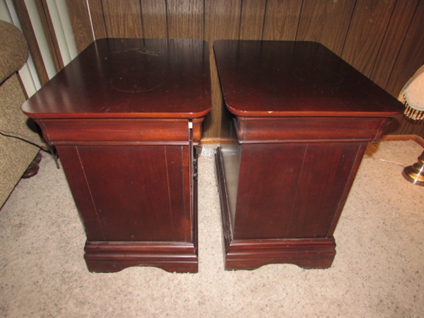 PAIR OF 3-DRAWER BROYHILL SIDE TABLES