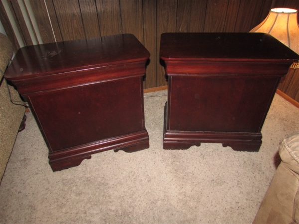 PAIR OF 3-DRAWER BROYHILL SIDE TABLES