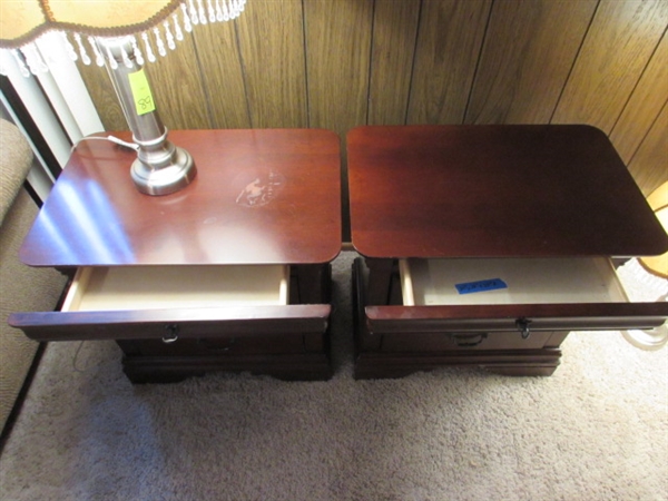 PAIR OF 3-DRAWER BROYHILL SIDE TABLES