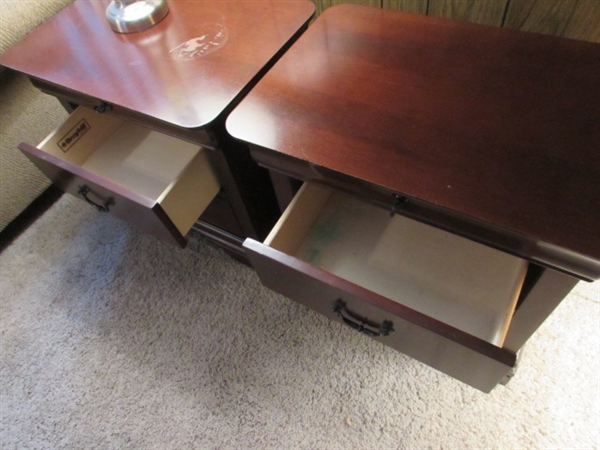 PAIR OF 3-DRAWER BROYHILL SIDE TABLES