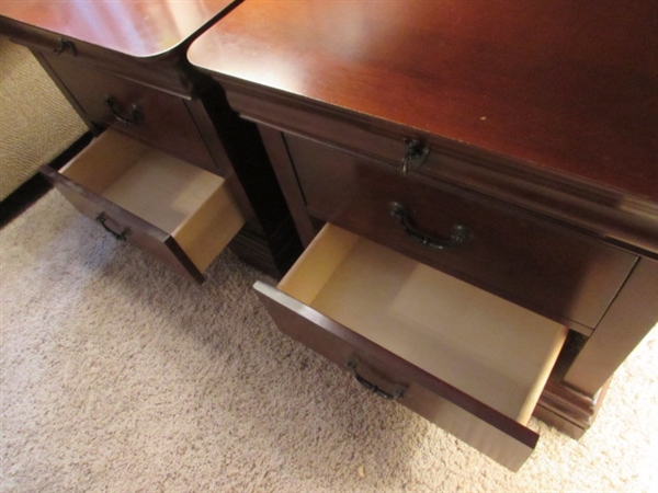PAIR OF 3-DRAWER BROYHILL SIDE TABLES