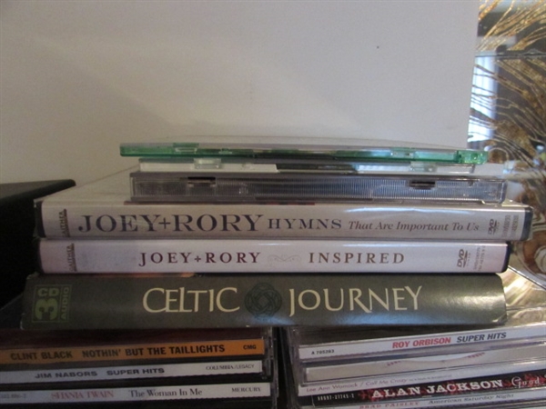 COLLECTION OF MUSIC CD'S & MINI CD PLAYER W/SPEAKERS