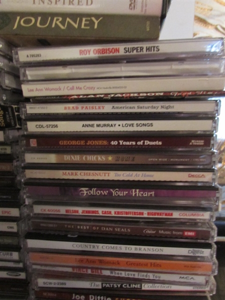 COLLECTION OF MUSIC CD'S & MINI CD PLAYER W/SPEAKERS