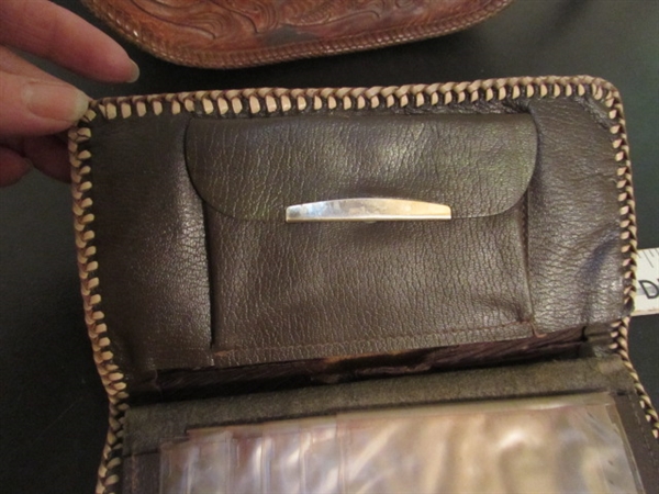 VINTAGE HANDTOOLED LEATHER PURSE & WALLET