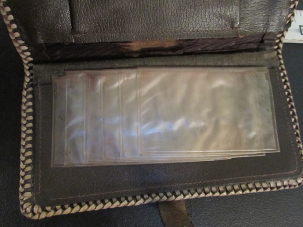 VINTAGE HANDTOOLED LEATHER PURSE & WALLET