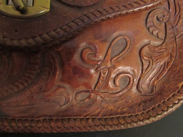 VINTAGE HANDTOOLED LEATHER PURSE & WALLET