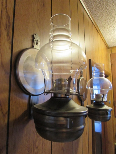 PAIR OF WALL SCONCE OIL LAMPS