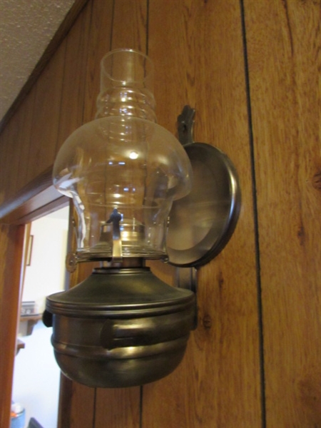 PAIR OF WALL SCONCE OIL LAMPS