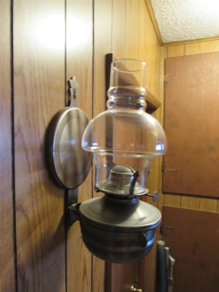 PAIR OF WALL SCONCE OIL LAMPS