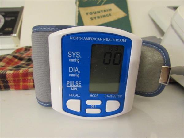 SCALE, BLOOD PRESSURE MONITORS, HEATING PAD & MORE
