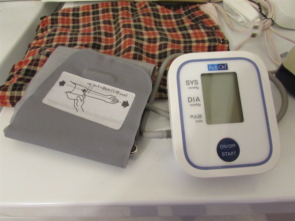 SCALE, BLOOD PRESSURE MONITORS, HEATING PAD & MORE
