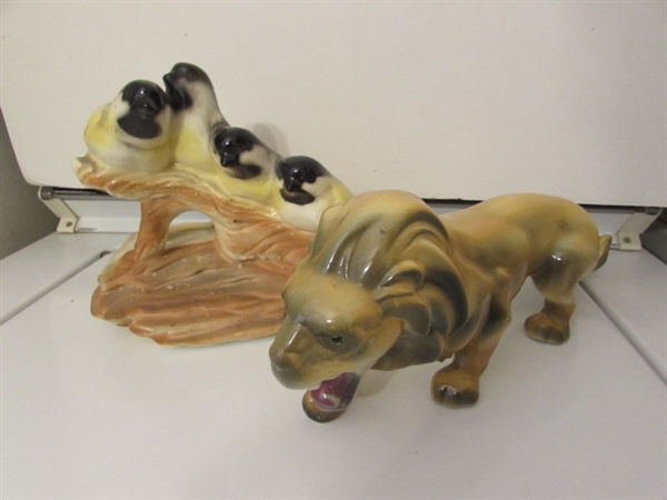 VINTAGE SHAWNEE BIRD PLANTER & LION STATUE